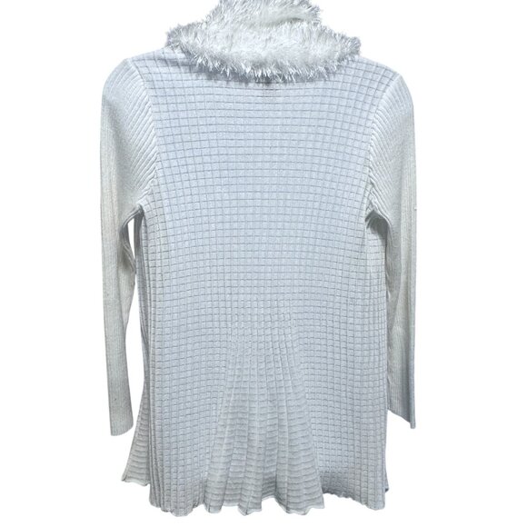 Lauren Michelle Ivory White Faux Fur Open Front Cardigan Size L Long Sleeve - Picture 2 of 11